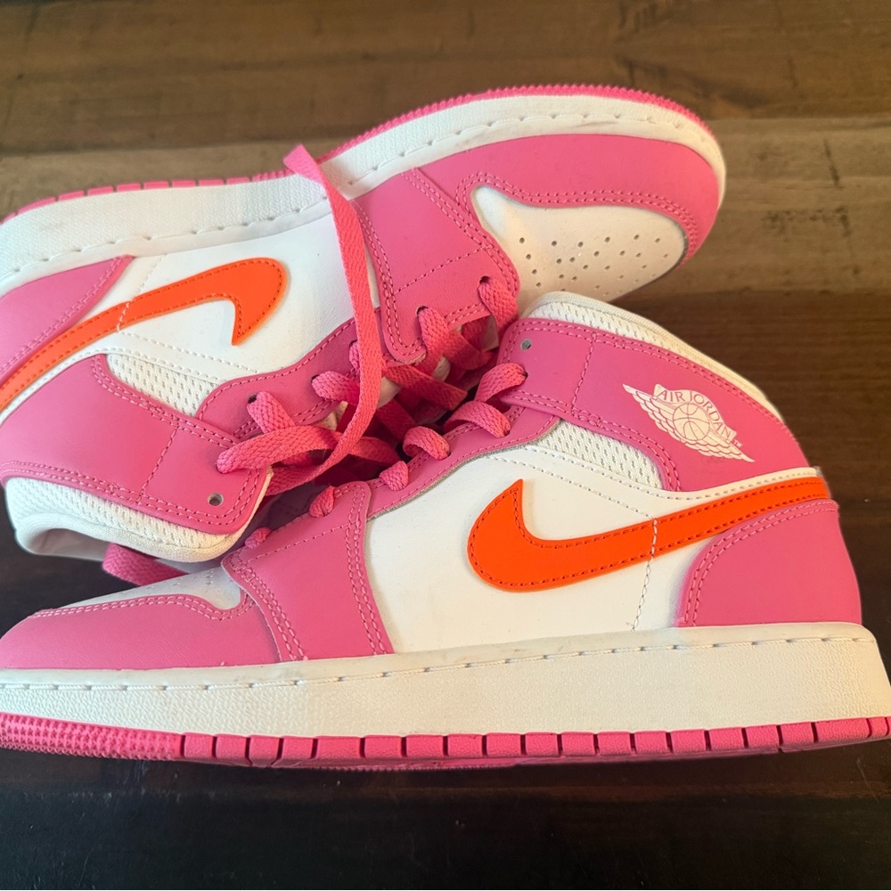 Kids Pink and Orange Jordans